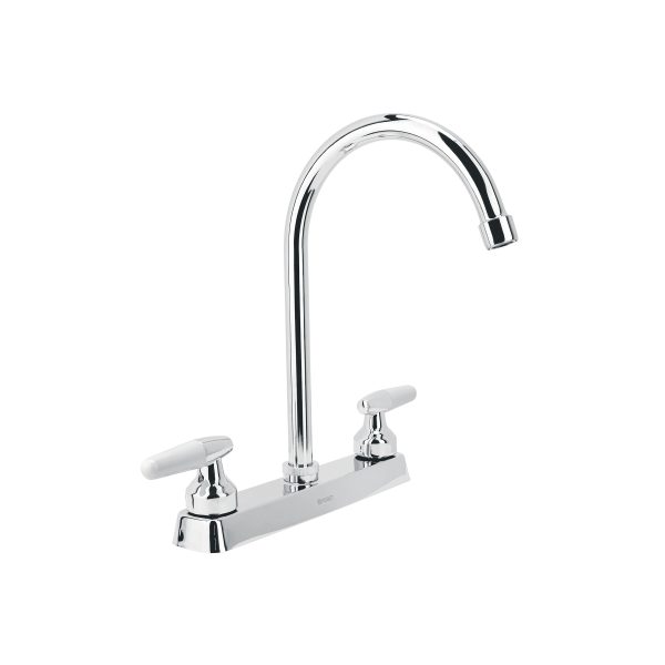 45619 - Mezcladora 8' fregadero cromo, cuello curvo, cono, BASIC