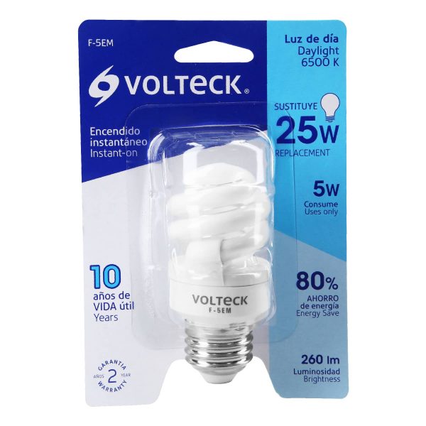 48200 - Lámpara espiral mini T2 5 W luz de día en blíster, Volteck