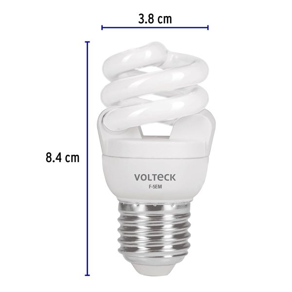 48200 - Lámpara espiral mini T2 5 W luz de día en blíster, Volteck