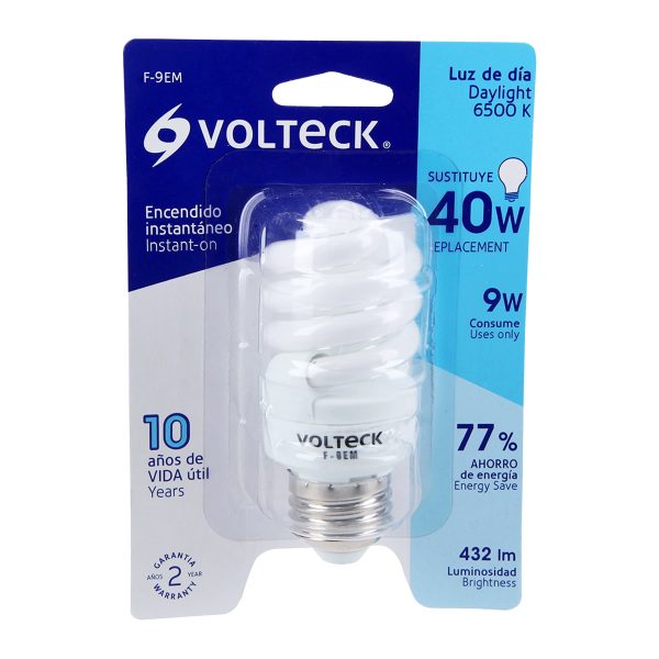 48500 - Lámpara espiral mini T2 9 W luz de día en blíster, Volteck