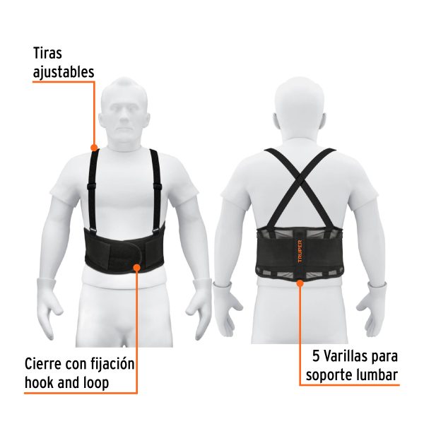 11964 - Faja lumbar de malla transpirable, talla CH, Truper