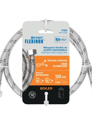 FBO-12120XE1.jpg 47425 - Manguera para boiler, acero inox, 1/2'x3/4', 120 cm, Foset