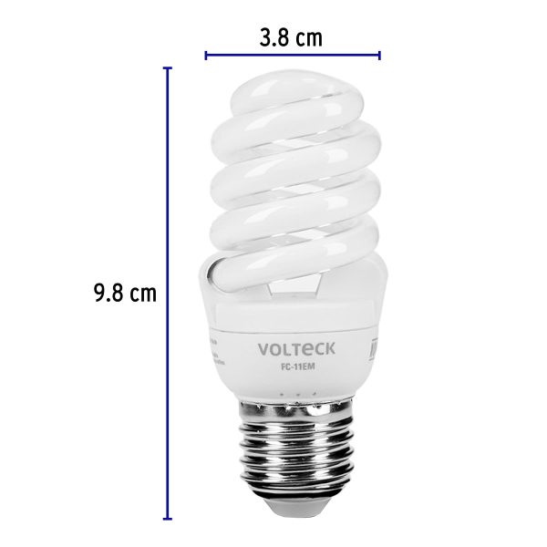 48503 - Lámpara espiral mini T2 11 W luz cálida en blíster, Volteck
