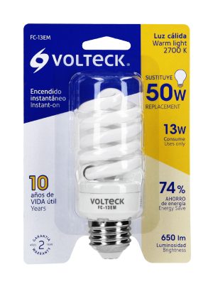 48505 - Lámpara espiral mini T2 13 W luz cálida en blíster, Volteck