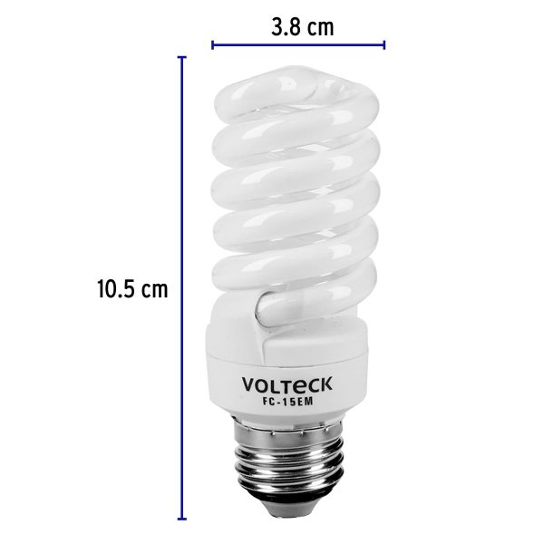 48205 - Lámpara espiral mini T2 15 W luz cálida en blíster, Volteck