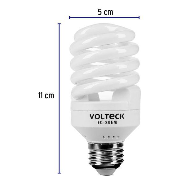48207 - Lámpara espiral mini T2 20 W luz cálida en blíster, Volteck