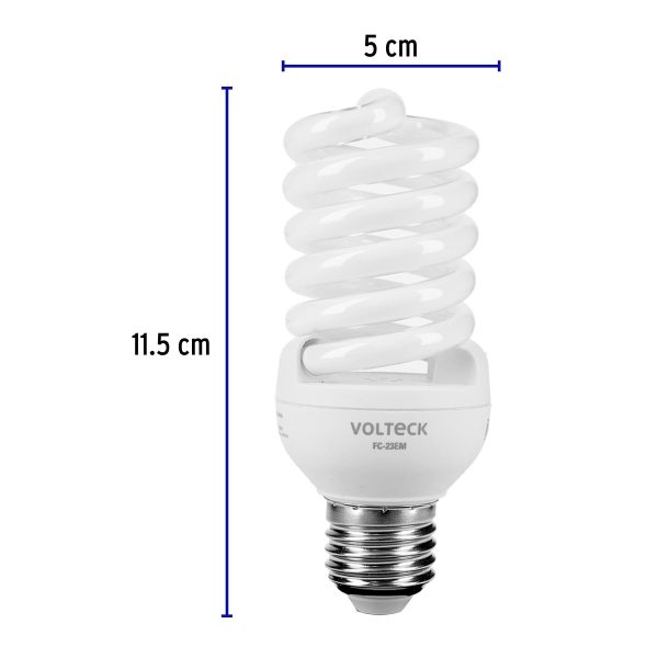 46839 - Lámpara espiral mini T2 23 W luz cálida en blíster, Volteck