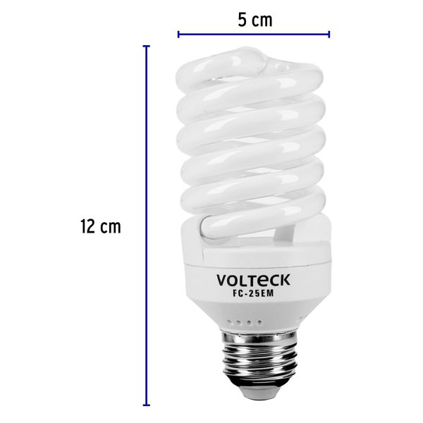 48507 - Lámpara espiral mini T2 25 W luz cálida en blíster, Volteck