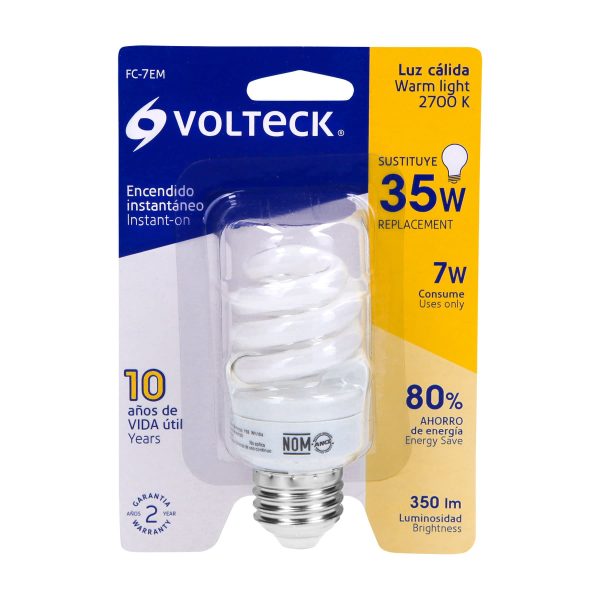48203 - Lámpara espiral mini T2 7 W luz cálida en blíster, Volteck