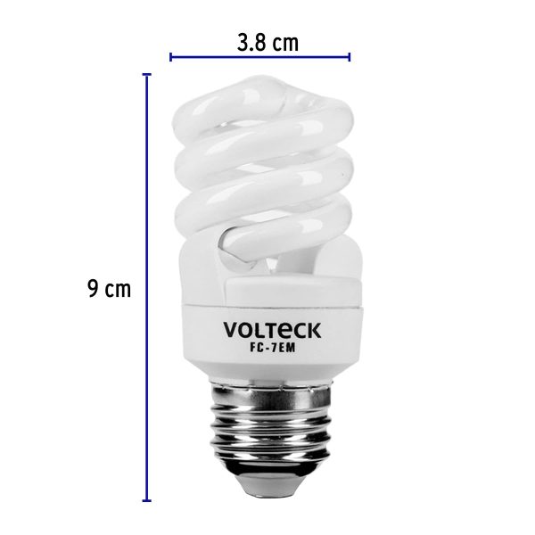 48203 - Lámpara espiral mini T2 7 W luz cálida en blíster, Volteck