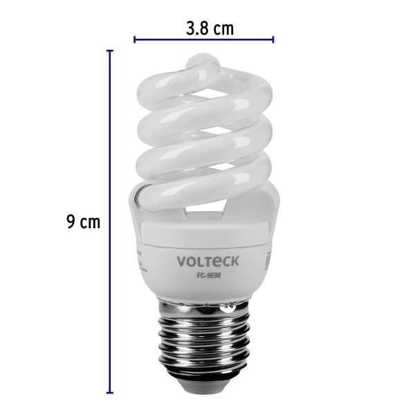 48501 - Lámpara espiral mini T2 9 W luz cálida en blíster, Volteck