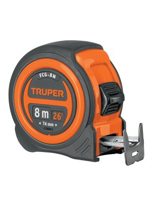 12774 - Flexómetro compacto contra impactos 8 m cinta 25 mm, TRUPER