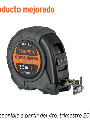 11720 - Flexómetro contra impactos 3 m, Cinta Negra 13 mm, Truper