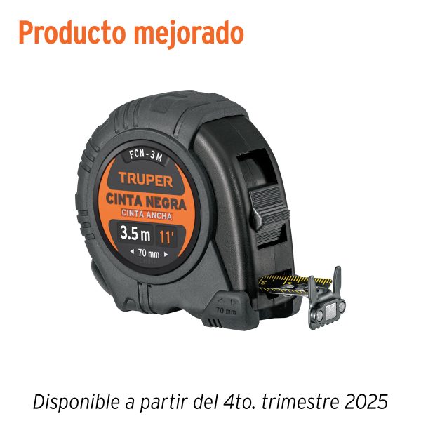 11720 - Flexómetro contra impactos 3 m, Cinta Negra 13 mm, Truper
