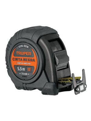 11745 - Flexómetro contra impactos 5.5 m, Cinta Negra 25 mm, Truper