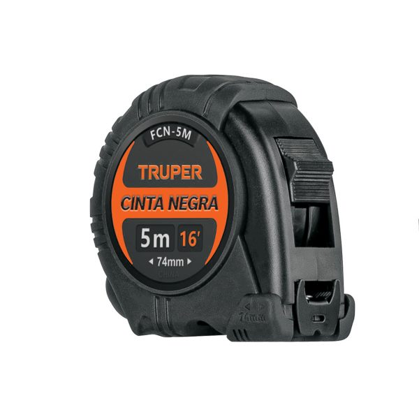 102598 - Flexómetro contra impactos 5 m, Cinta Negra 19 mm, Truper