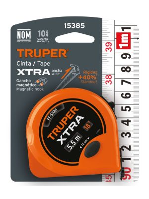 15385 - Flexómetro XTRA 5.5 m cinta extra ancha 28 mm, Truper