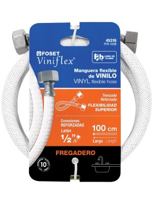 FFR-100BE1.jpg 45316 - Manguera lavabo/fregadero, vinilo blanco, 1/2'x1/2', 100 cm