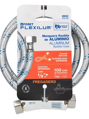 49532 - Manguera lavabo/fregadero, aluminio, 1/2' x 1/2', 100cm