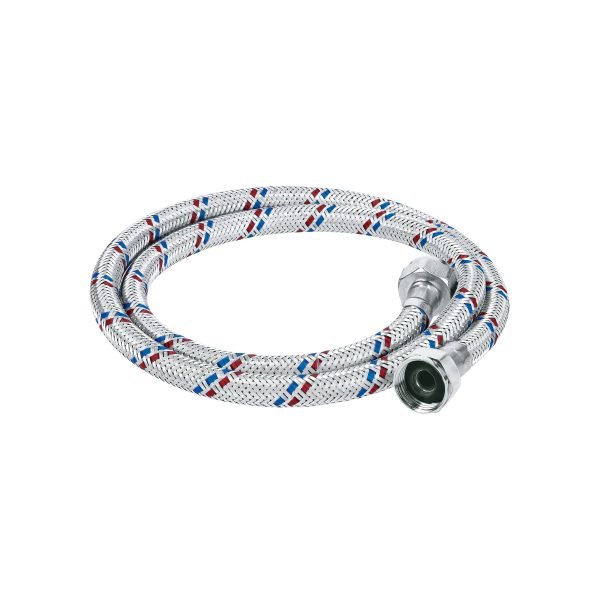 49854 - Manguera lavabo/fregadero, aluminio, 1/2'x1/2',100cm, Basic