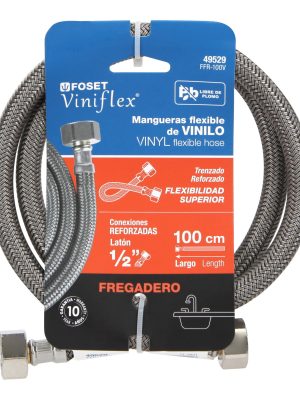 49529 - Manguera lavabo/fregadero, vinilo gris, 1/2' x 1/2', 100 cm