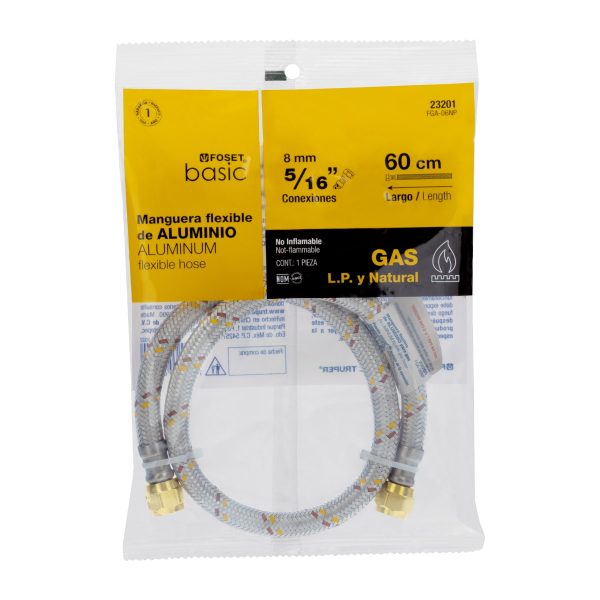 23201 - Manguera para gas, aluminio, 5/16', 60 cm, Foset Basic