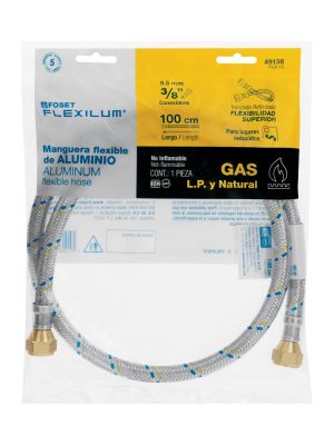 49138 - Manguera para gas, aluminio, 3/8' x 3/8', 100 cm, Foset