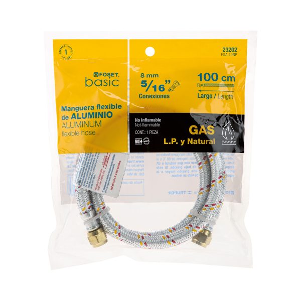 FGA-10NPE1.jpg 23202 - Manguera para gas, aluminio, 5/16', 100 cm, Foset Basic