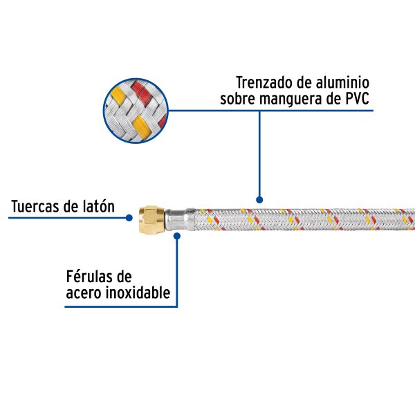 FGA-10NPFC1.jpg 23202 - Manguera para gas, aluminio, 5/16', 100 cm, Foset Basic