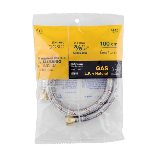 FGA-10PE1.jpg 24061 - Manguera para gas, aluminio, 3/8', 100 cm, Foset Basic