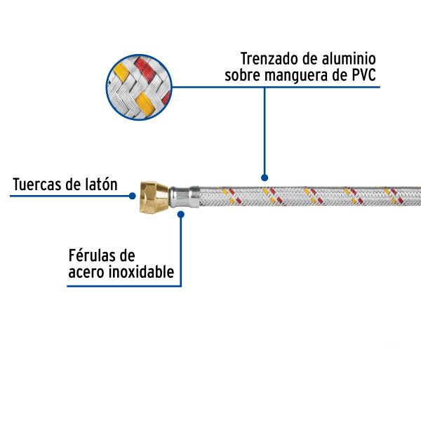 FGA-10PFC1.jpg 24061 - Manguera para gas, aluminio, 3/8', 100 cm, Foset Basic
