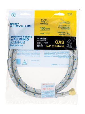 49139 - Manguera para gas, aluminio, 3/8' x 3/8', 150 cm, Foset