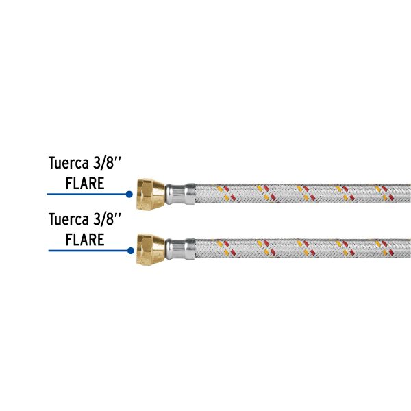 24062 - Manguera para gas, aluminio, 3/8', 150 cm, Foset Basic