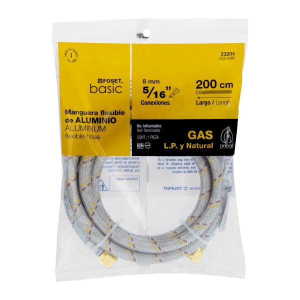 FGA-20NPE1.jpg 23204 - Manguera para gas, aluminio, 5/16', 200 cm, Foset Basic