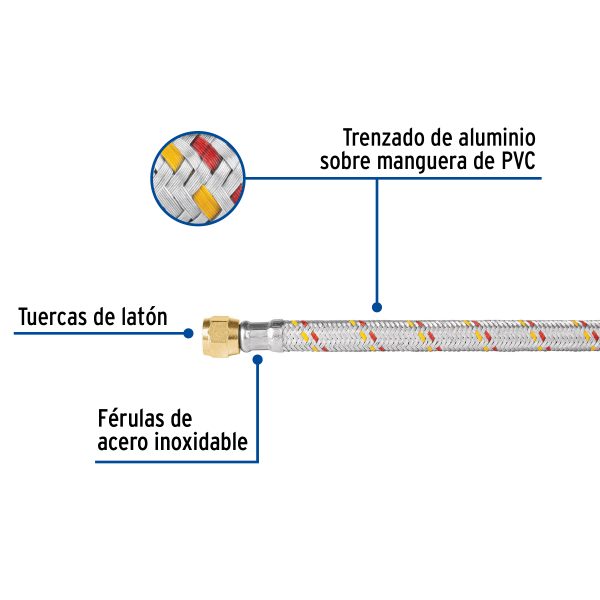 FGA-20NPFC1.jpg 23204 - Manguera para gas, aluminio, 5/16', 200 cm, Foset Basic