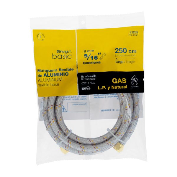 FGA-25NPE1.jpg 23205 - Manguera para gas, aluminio, 5/16', 250 cm, Foset Basic