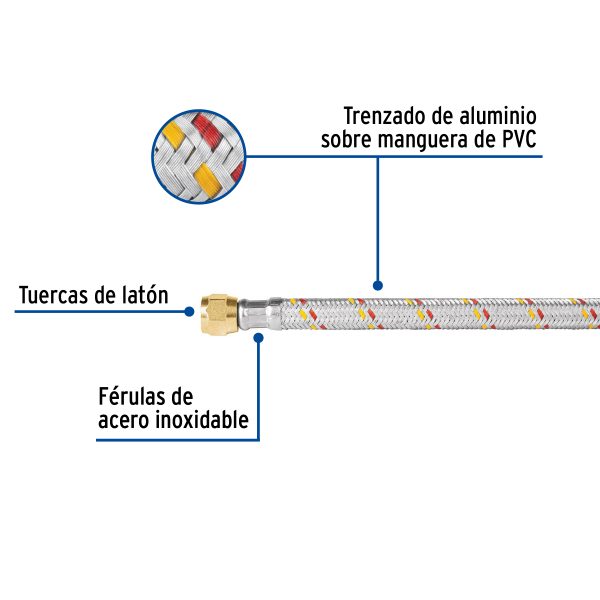 FGA-25NPFC1.jpg 23205 - Manguera para gas, aluminio, 5/16', 250 cm, Foset Basic