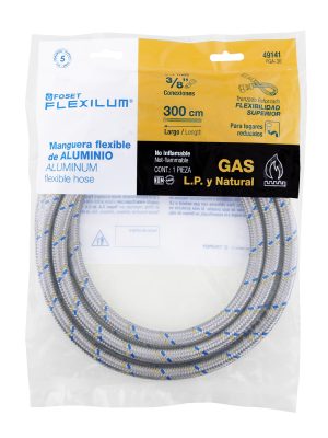 49141 - Manguera para gas, aluminio, 3/8' x 3/8', 300 cm, Foset