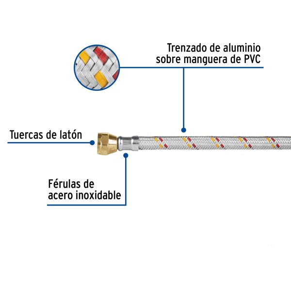 24065 - Manguera para gas, aluminio, 3/8', 400 cm, Foset Basic