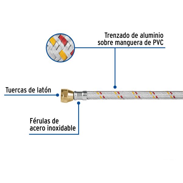 24066 - Manguera para gas, aluminio, 3/8', 500 cm, Foset Basic