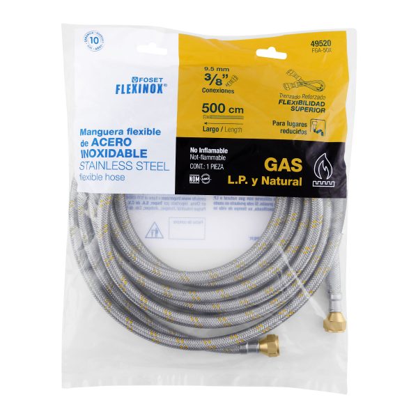 FGA-50XE1.jpg 49520 - Manguera para gas, acero inox, 3/8' x 3/8', 500 cm, Foset