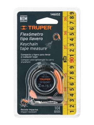 14602 - Flexómetro Gripper de 2 m tipo llavero, cinta 13 mm, Truper