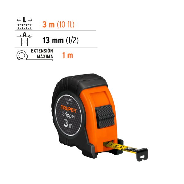 15387 - Flexómetro contra impactos 3 m cinta 13 mm grad. métrica