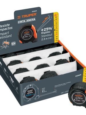102665 - Flexómetro Gripper 5.5m cinta 25mm display box con 12 piezas