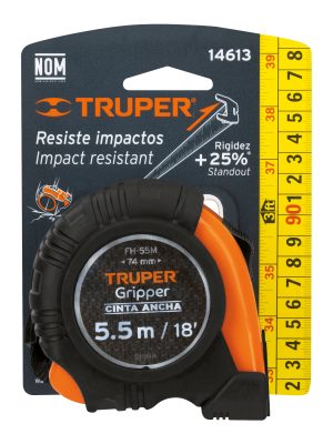 14613 - Flexómetro Gripper contra impactos 5.5 m cinta 25 mm, Truper
