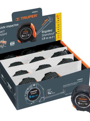 FH-5MC.jpg 102664 - Flexómetro Gripper 5 m cinta 13 mm display box con 12 piezas