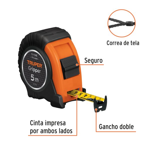 15388 - Flexómetro contra impactos 5 m cinta 19 mm grad. métrica