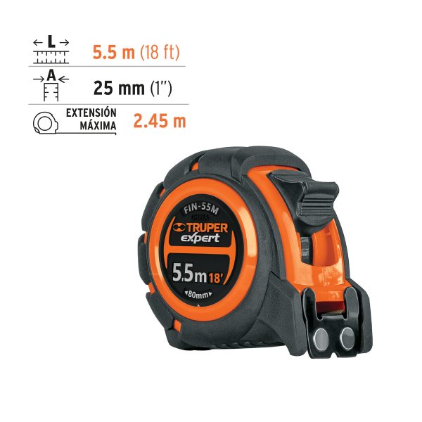 12695 - Flexómetro industrial contra impactos 5.5 m cinta 25 mm