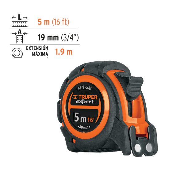 12694 - Flexómetro industrial contra impactos 5 m cinta 19 mm