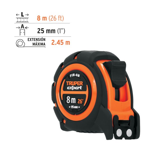 12696 - Flexómetro industrial contra impactos 8 m cinta 25 mm
